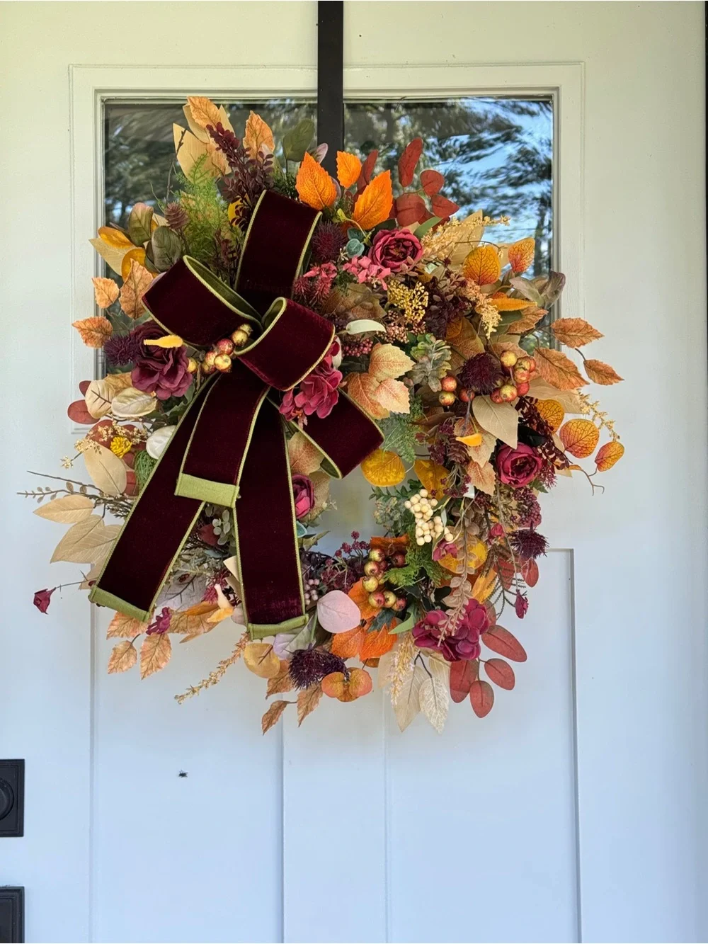Burgundy Velvet & Autumn Wreath